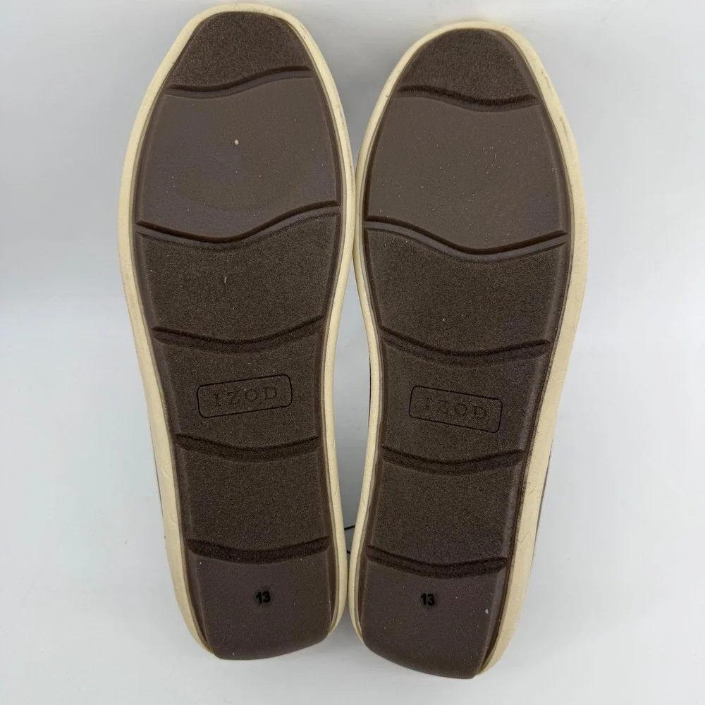 IZOD Seapoint Mens 13 Tan Brown Slip On Loafers Memory Foam Shoes‎ 1861593